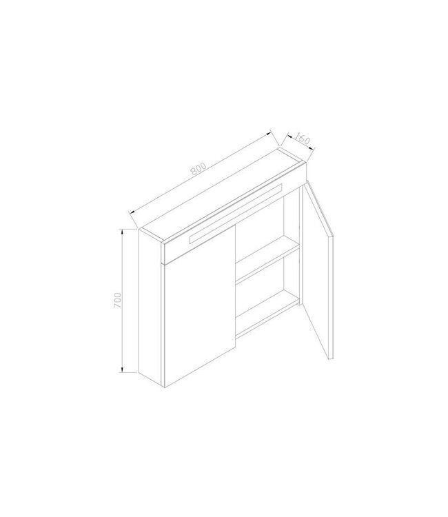 Spiegelkast Quatro Licht Eiken 80x70 cm LED verlichting Stopcontact met schakelaar