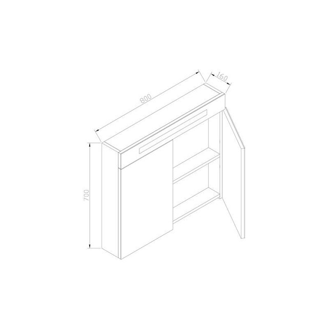 Spiegelkast Quatro Glans Antraciet 80x70 cm LED verlichting Stopcontact met schakelaar