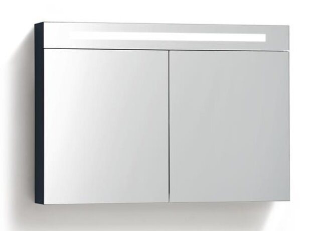 Spiegelkast Quatro Glans Antraciet 80x70 cm LED verlichting Stopcontact met schakelaar