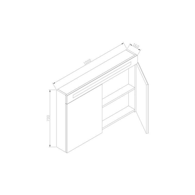 Spiegelkast Quatro Glans Antraciet 100x70 cm LED verlichting Stopcontact met schakelaar