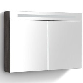 Spiegelkast Quatro Glans Antraciet 100x70 cm LED verlichting Stopcontact met schakelaar