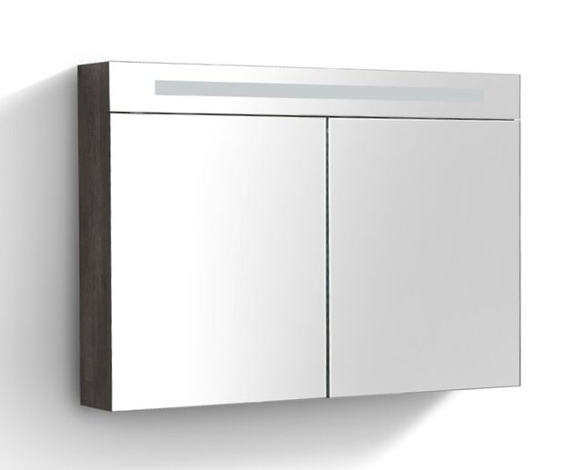 Spiegelkast Quatro Glans Antraciet 100x70 cm LED verlichting Stopcontact met schakelaar