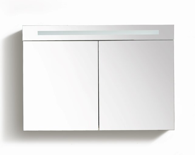 Spiegelkast Quatro Licht Eiken 100x70 cm LED verlichting Stopcontact met schakelaar