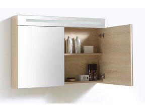 Spiegelkast Quatro Licht Eiken 100x70 cm LED verlichting Stopcontact met schakelaar