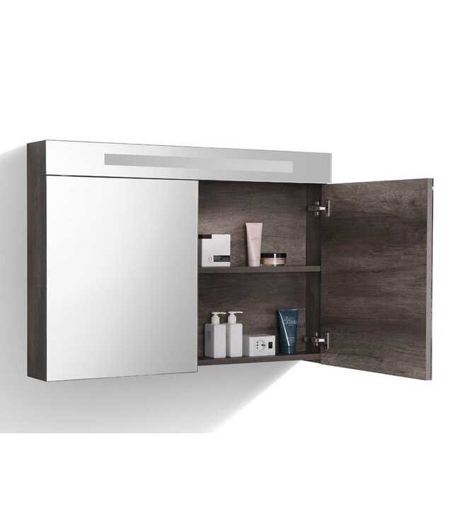 Spiegelkast Quatro Century Oak 120x70 cm LED verlichting Stopcontact met schakelaar