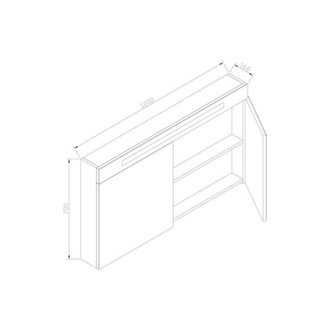 Spiegelkast Quatro Licht Eiken 120x70 cm LED verlichting Stopcontact met schakelaar