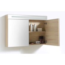 Spiegelkast Quatro Licht Eiken 120x70 cm LED verlichting Stopcontact met schakelaar