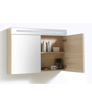 SANI-SUPPLY Spiegelkast Quatro Licht Eiken 120x70 cm LED verlichting Stopcontact met schakelaar
