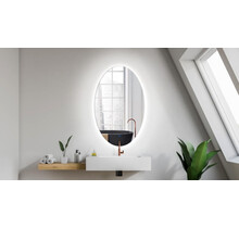 Gliss Design Badkamerspiegel Ovaal Verticaal 100x60 cm met dimbaar LED-verlichting en verwarming