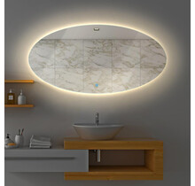 Gliss Design Badkamerspiegel Ovaal 100x75 cm met dimbaar LED-verlichting en verwarming