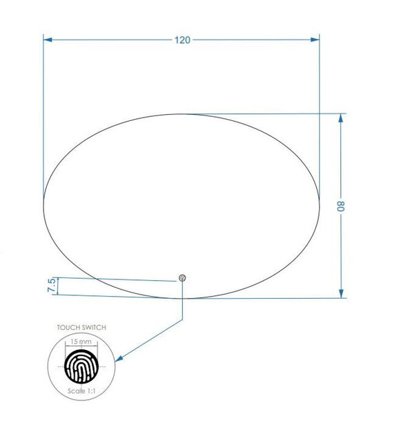 Gliss Design Badkamerspiegel Ovaal 120x80 cm met dimbaar LED-verlichting en verwarming