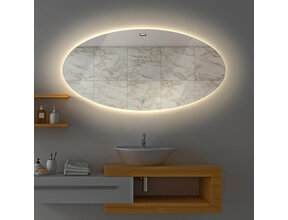 Gliss Design Badkamerspiegel Ovaal 140x90 cm met dimbaar LED-verlichting en verwarming
