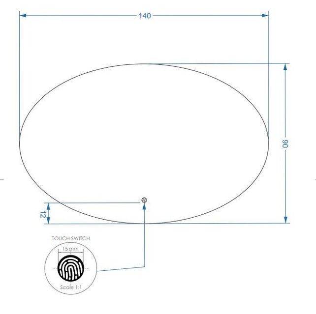 Gliss Design Badkamerspiegel Ovaal 140x90 cm met dimbaar LED-verlichting en verwarming