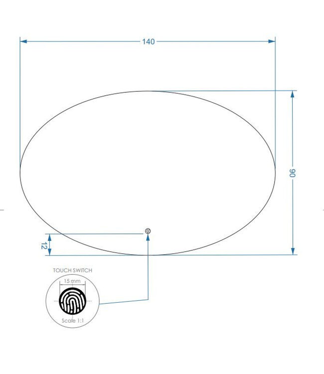 Gliss Design Badkamerspiegel Ovaal 140x90 cm met dimbaar LED-verlichting en verwarming