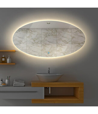GLISS DESIGN Gliss Design Badkamerspiegel Ovaal 150x95 cm met dimbaar LED-verlichting en verwarming