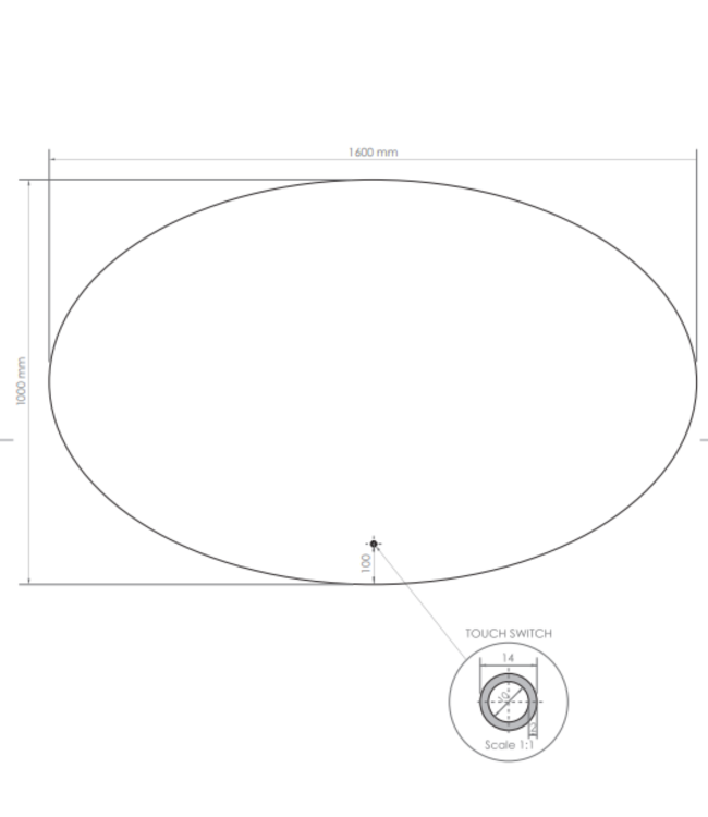 Gliss Design Badkamerspiegel Ovaal 160x100 cm met dimbaar LED-verlichting en verwarming