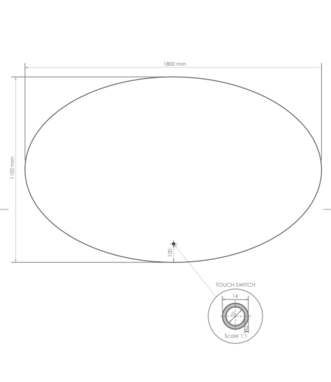 GLISS DESIGN Gliss Design Badkamerspiegel Ovaal 180x115 cm met dimbaar LED-verlichting en verwarming