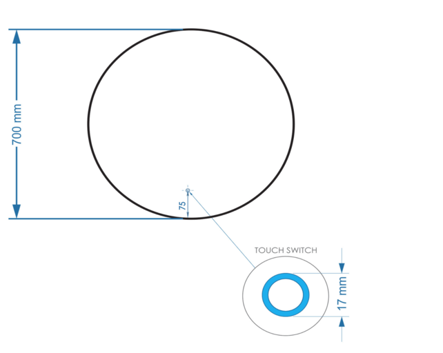 Gliss Design Ronde Spiegel Oko 70 cm met dimbaar LED-verlichting en verwarming Gliss Design Ronde Spiegel Oko 70 cm met dimbaar LED-verlichting en verwarming