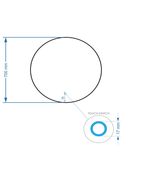 Gliss Design Ronde Spiegel Oko 70 cm met dimbaar LED-verlichting en verwarming