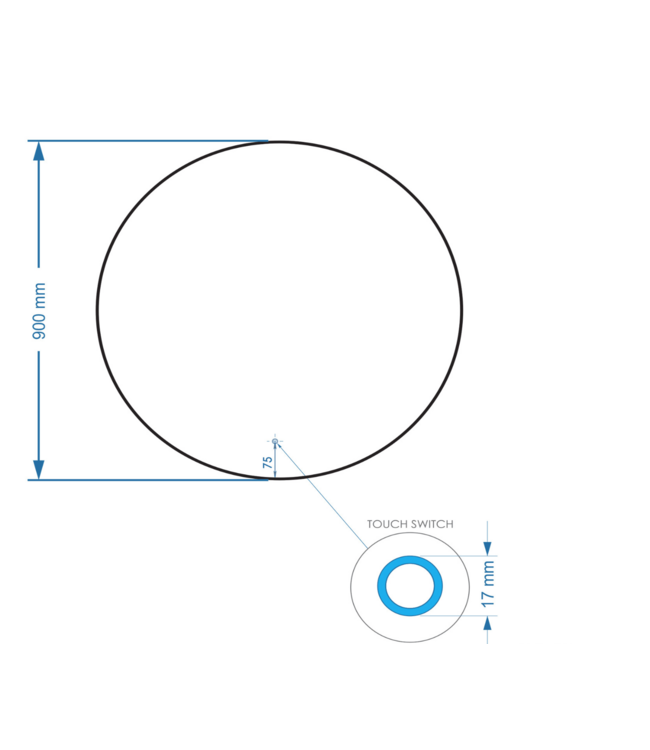 GLISS DESIGN Gliss Design Ronde Spiegel Oko 90 cm met dimbaar LED-verlichting en verwarming