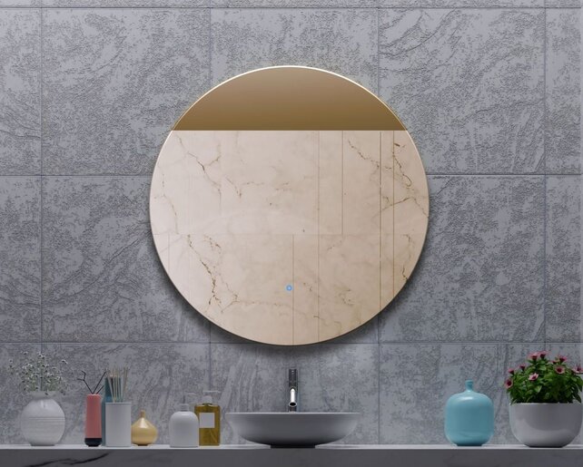 Gliss Design Ronde Spiegel Oko koper 40 cm met dimbaar LED-verlichting en verwarming