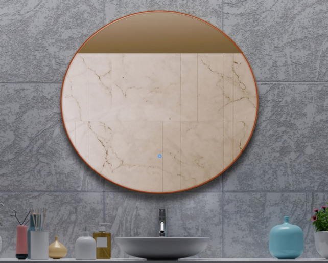 Gliss Design Ronde Spiegel Oko koper 80 cm met dimbaar LED-verlichting en verwarming