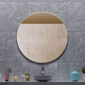 Gliss Design Ronde Spiegel Oko koper 80 cm met dimbaar LED-verlichting en verwarming