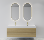 Gliss Design Aura Ovale Spiegel Mat Goud 50x100 cm met dimbaar LED-verlichting en verwarming Gliss Design Aura Ovale Spiegel Mat Goud 50x100 cm met dimbaar LED-verlichting en verwarming
