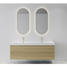 Gliss Design Aura Ovale Spiegel Mat Goud 50x100 cm met dimbaar LED-verlichting en verwarming
