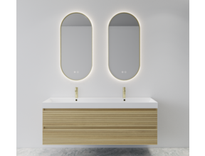 Gliss Design Aura Ovale Spiegel Mat Goud 50x100 cm met dimbaar LED-verlichting en verwarming