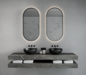 Gliss Design Aura Ovale Spiegel Mat Goud 50x100 cm met dimbaar LED-verlichting en verwarming Gliss Design Aura Ovale Spiegel Mat Goud 50x100 cm met dimbaar LED-verlichting en verwarming
