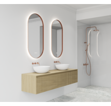 Gliss Design Aura Ovale Spiegel Koper 40x100 cm met dimbaar LED-verlichting en verwarming