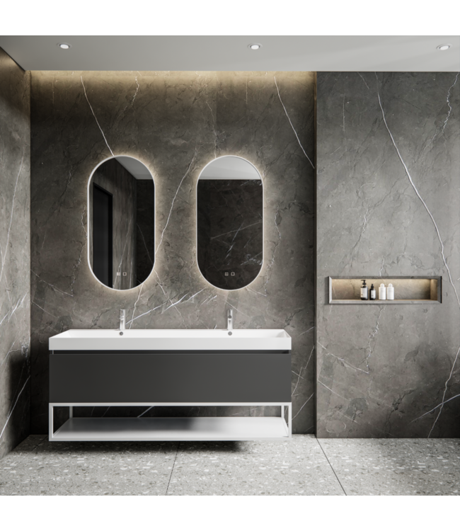 Gliss Design Aura Ovale Spiegel Koper 40x100 cm met dimbaar LED-verlichting en verwarming