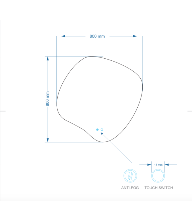 Gliss Design Organsiche Spiegel Clio 80x80 cm met dimbaar LED-verlichting en verwarming