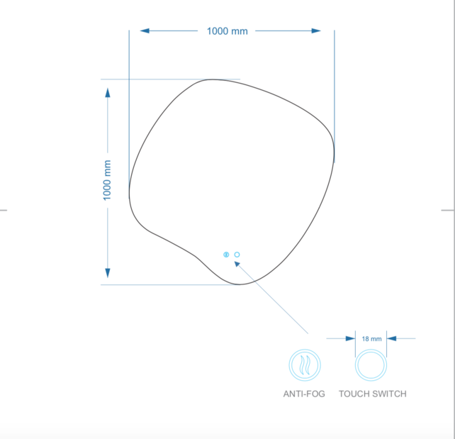 Gliss Design Organsiche Spiegel Clio 100x100 cm met dimbaar LED-verlichting en verwarming