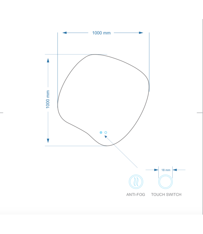 Gliss Design Organsiche Spiegel Clio 100x100 cm met dimbaar LED-verlichting en verwarming