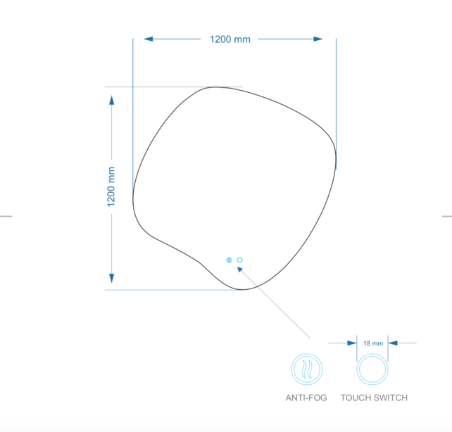 Gliss Design Organsiche Spiegel Clio 120x120 cm met dimbaar LED-verlichting en verwarming