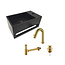 ALONI Aloni Fonteinset Mila Zwart - Geborsteld Goud Links Fontein Solid Surface met handdoekhouder