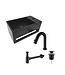 Aloni Fonteinset Mila Zwart Mat Links Fontein Solid Surface met handdoekhouder