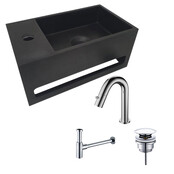 Aloni Fonteinset Mila Zwart - Chroom Rechts Fontein Solid Surface met handdoekhouder