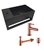 Aloni Fonteinset Bella Zwart - Geborsteld Koper Links Fontein Solid Surface met handdoekhouder
