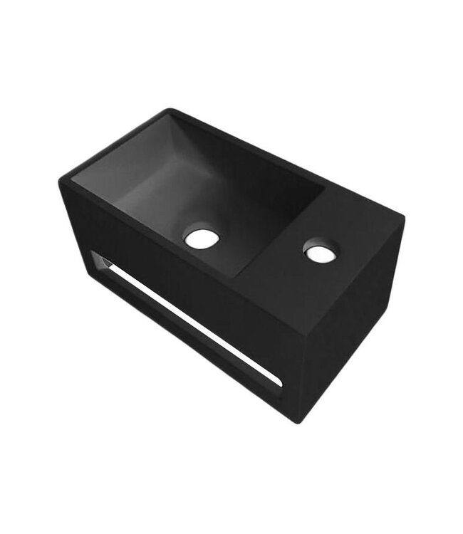 ALONI Aloni Fonteinset Bella Zwart - Geborsteld Goud Rechts Fontein Solid Surface met handdoekhouder