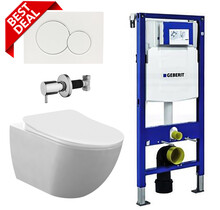 Toiletset Geberit UP320 Mat Wit Met Bidet Randloos Hangtoilet Creavit