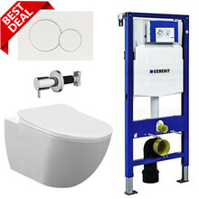 Toiletset Geberit UP320 Mat Wit Met Bidet Randloos Hangtoilet Creavit