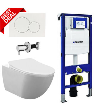 GEBERIT Toiletset Geberit UP320 Mat Wit Met Bidet Randloos Hangtoilet Creavit