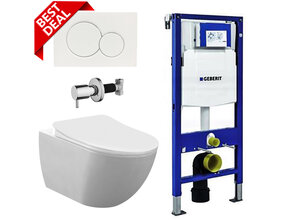 Toiletset Geberit UP320 Mat Wit Met Bidet Spoelrand Hangtoilet Creavit