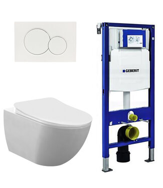 GEBERIT Toiletset Geberit UP320 Mat Wit Met Spoelrand Hangtoilet Creavit