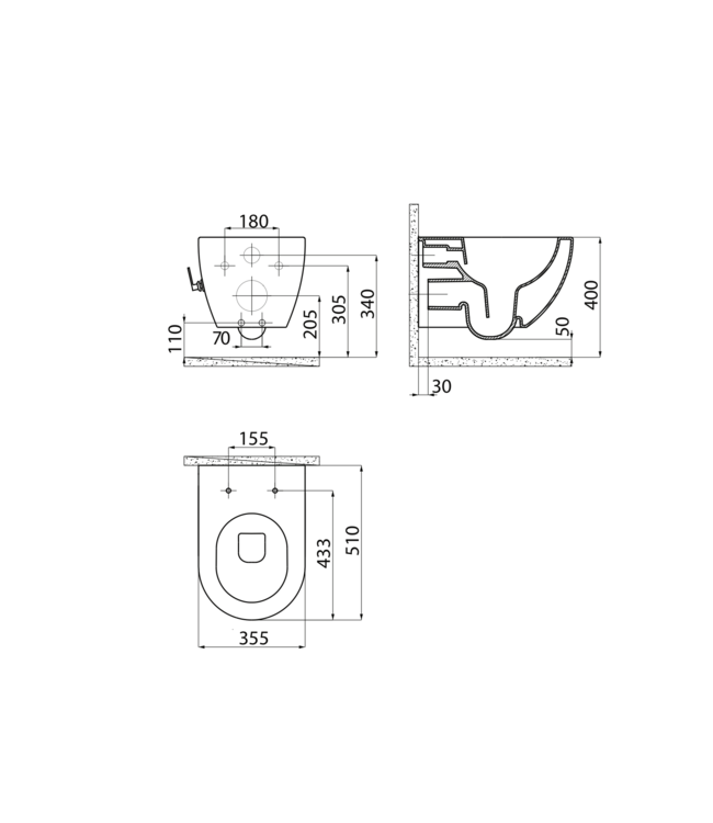GEBERIT Toiletset Geberit UP320 Mat Zwart Met Geintegreerde Bidet Warm - Koud bidetkraan