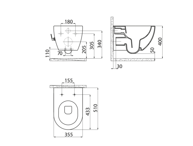 Toiletset Creavit Freedom Mat Zwart met Bidet Geintegreerde bidetkraan Warm - Koud incl Wc-bril softclose