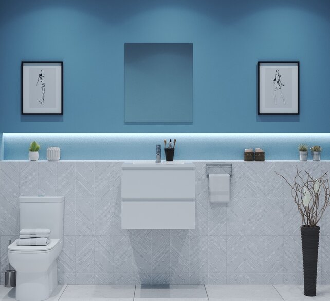 Gliss Project Badkamermeubel 60 cm Glans Wit met wastafel Glans Wit Gliss Project Badkamermeubel 60 cm Glans Wit met wastafel Glans Wit